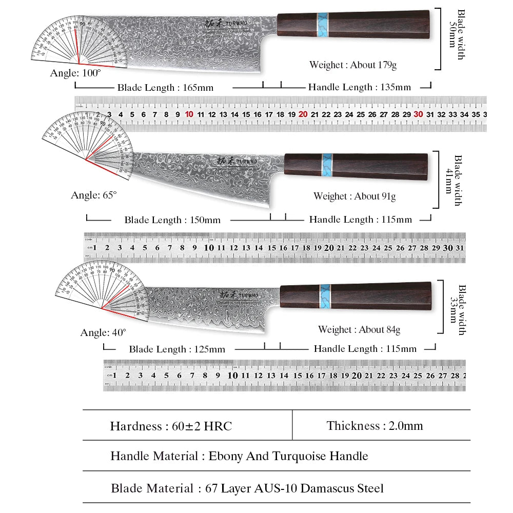 1PC-7PCS Professional Kitchen Knives Set Utility Santoku Bread Fruit Japanese Handmade 67 Layer Damascus Steel Chef Knife