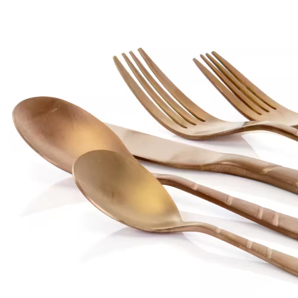La Vague 20-Piece Rose Gold 18/10 Stainless Steel Flatware Set, Service for 4