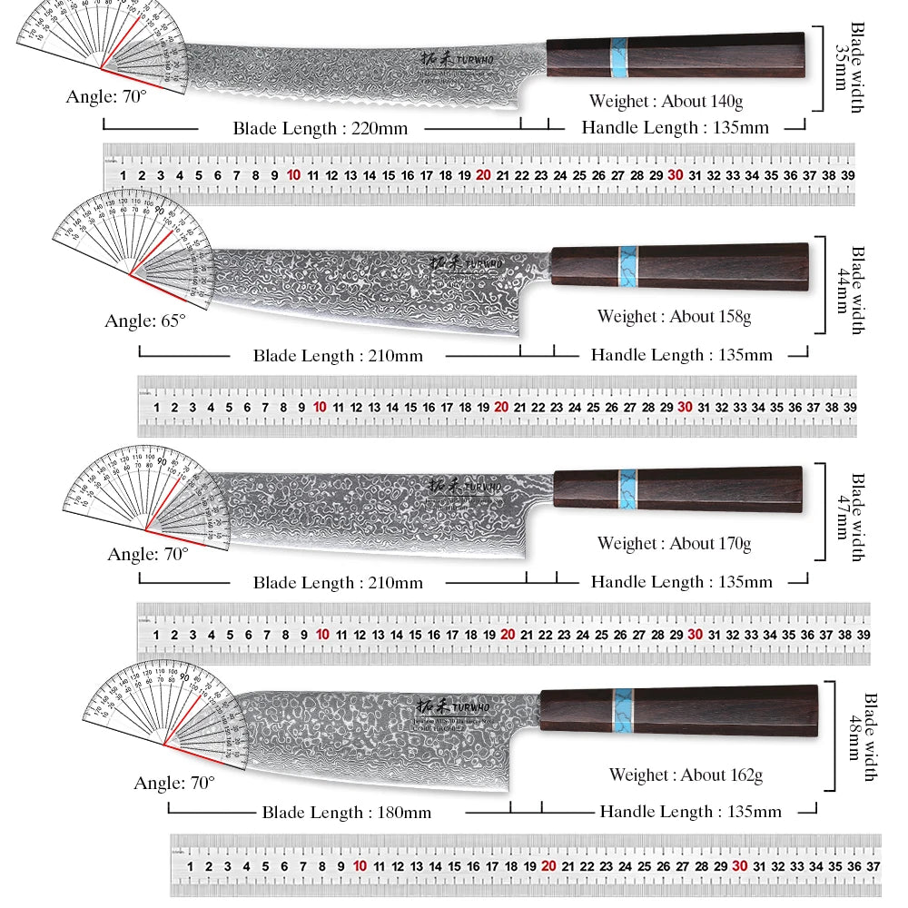 1PC-7PCS Professional Kitchen Knives Set Utility Santoku Bread Fruit Japanese Handmade 67 Layer Damascus Steel Chef Knife