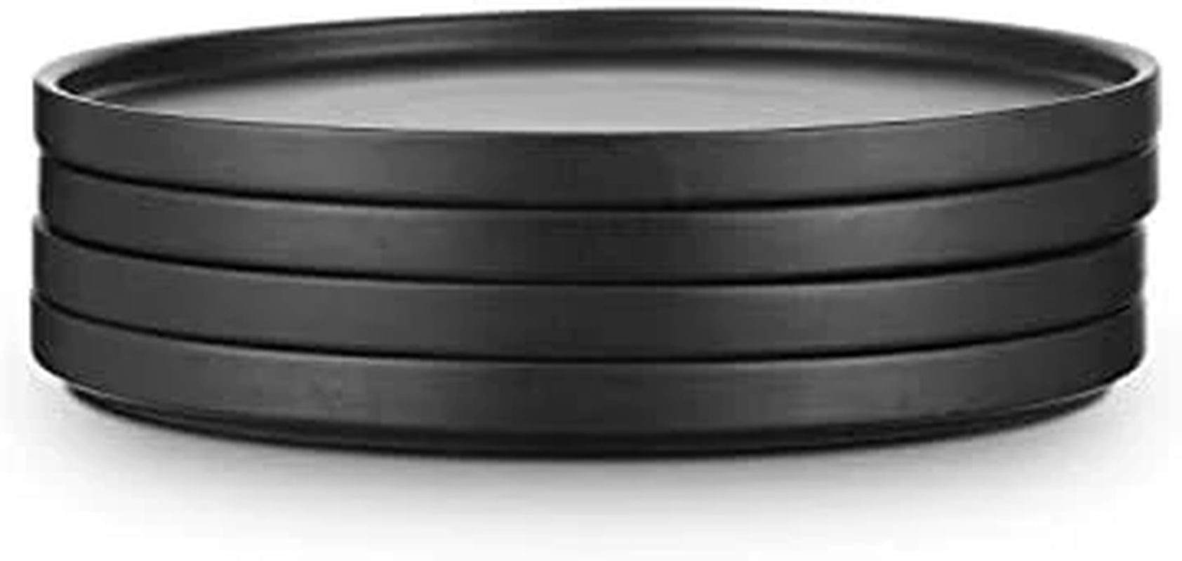 Coupe - Celina Stoneware round Dinner Plates Set, 4-Piece, Black Matte