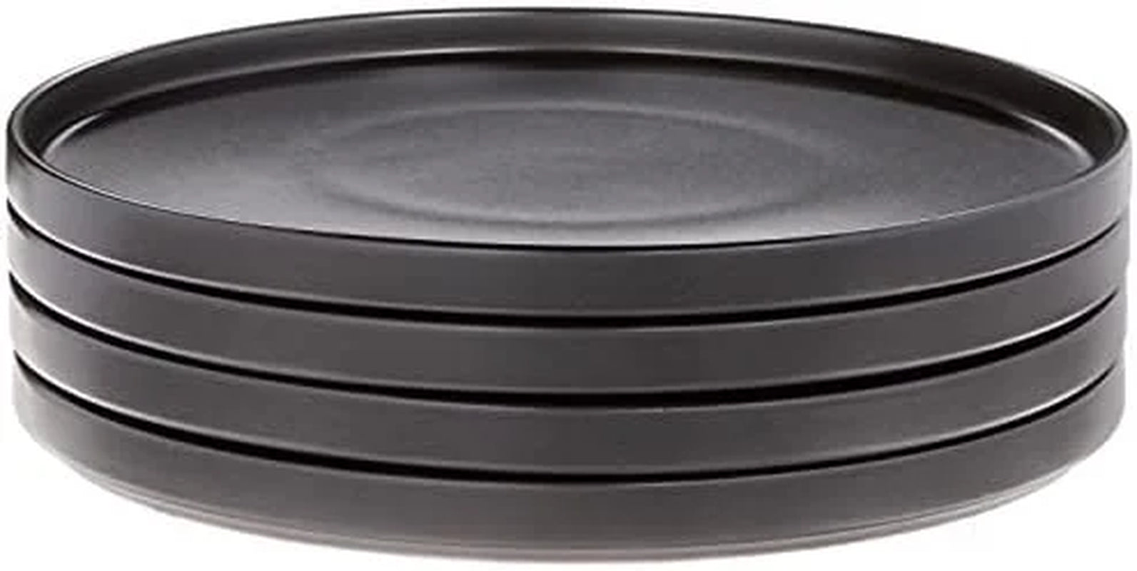 Coupe - Celina Stoneware round Dinner Plates Set, 4-Piece, Black Matte