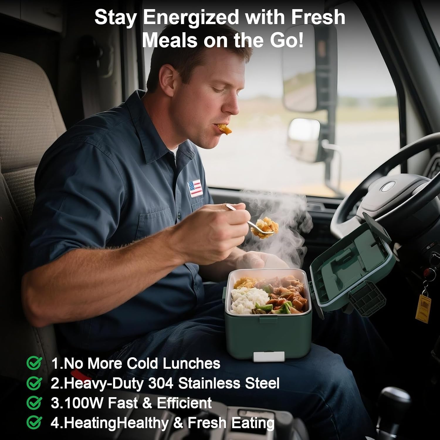 Electric Lunch Box for Adults, 100W 3.5L 2-Layer Portable Food Warmer for Men, Dual Mode 2.5L + 1L Large Heated Lunch Box for Car/Truck/Work, Lonchera Eléctrica Portátil Para Calentar Almuerzo