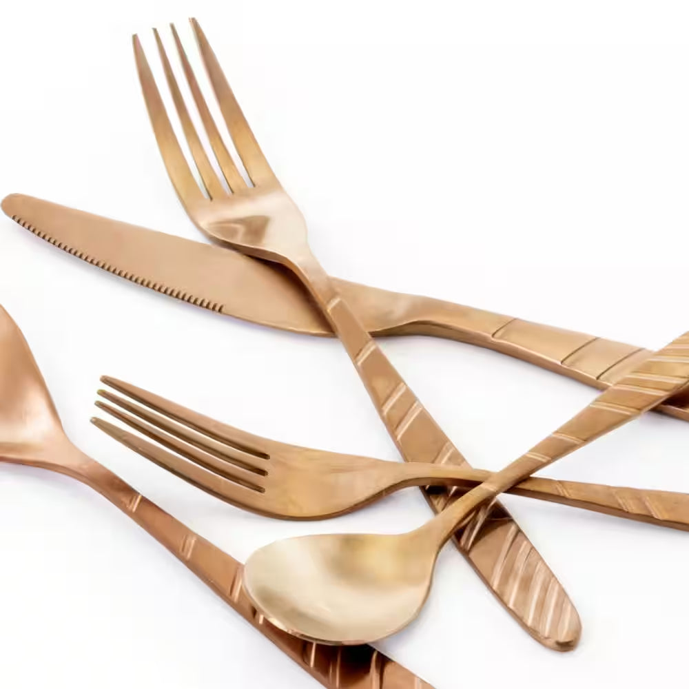 La Vague 20-Piece Rose Gold 18/10 Stainless Steel Flatware Set, Service for 4