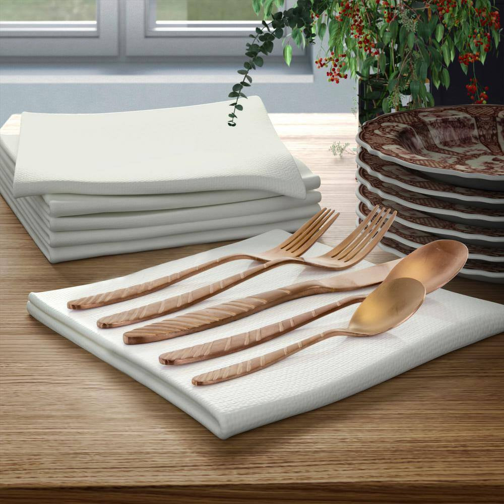 La Vague 20-Piece Rose Gold 18/10 Stainless Steel Flatware Set, Service for 4
