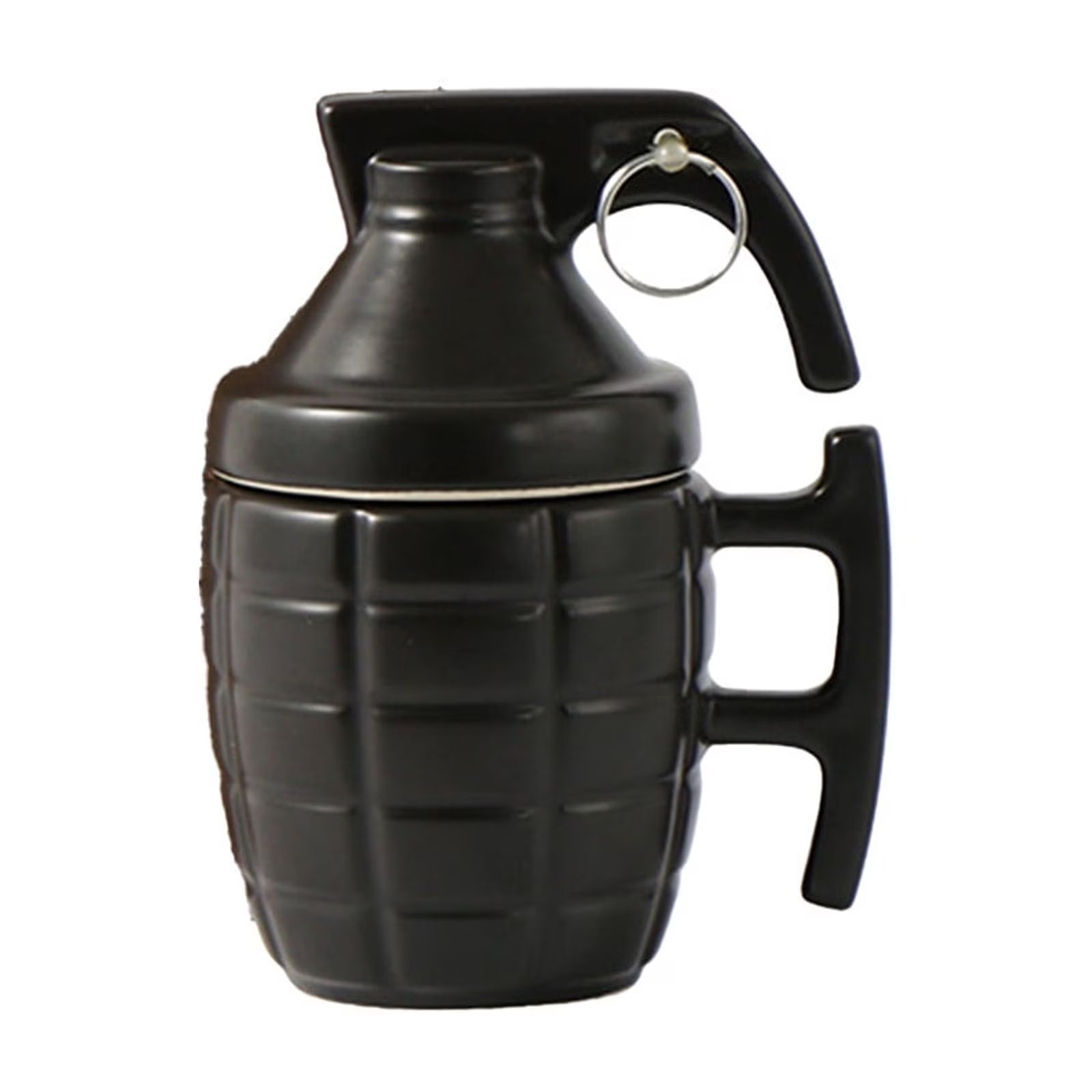 Grenade Ceramic Coffee Mug with Lid (11.8Oz), Tea Coffee Cup, Fits K-Cup Coffee Makers, Travel, Camping Trips, Loved by Military, Veterans, Gun Lovers, Christmas Gift (Black)