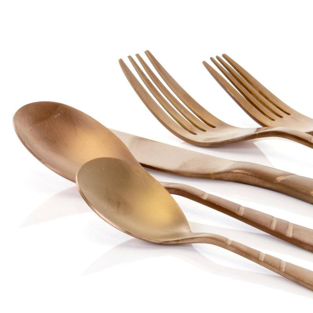 La Vague 20-Piece Rose Gold 18/10 Stainless Steel Flatware Set, Service for 4