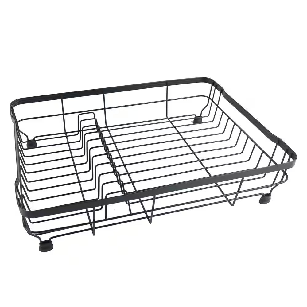 Compact Matte Black Kitchen Dish Rack with Drainboard Dish Rack, Cutlery Holder and Drip Tray