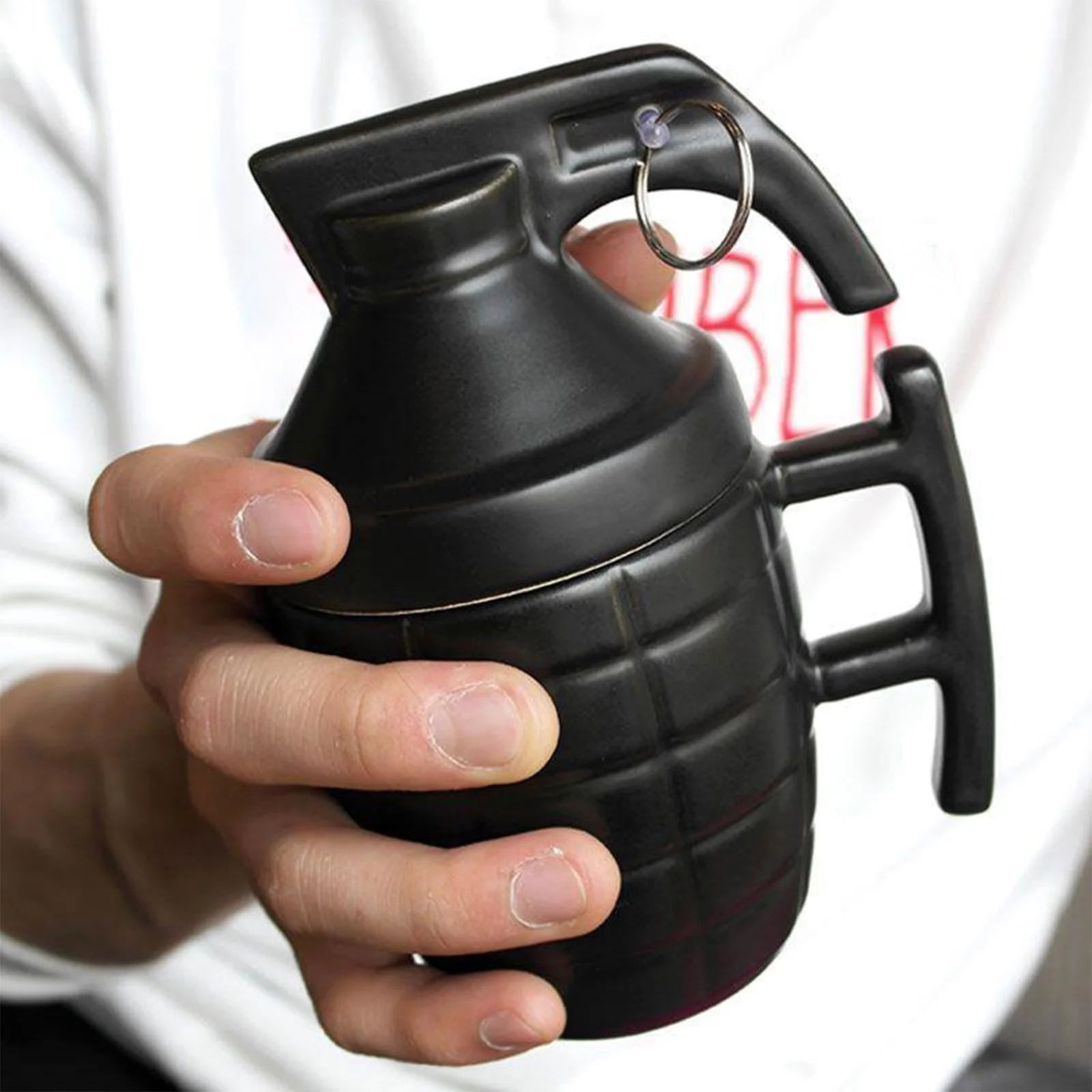 Grenade Ceramic Coffee Mug with Lid (11.8Oz), Tea Coffee Cup, Fits K-Cup Coffee Makers, Travel, Camping Trips, Loved by Military, Veterans, Gun Lovers, Christmas Gift (Black)